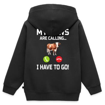Vache Vaches - Sweat Premium à capuche zippé enfant bio - noir - Dos - AI Model Kid Male (0cm)