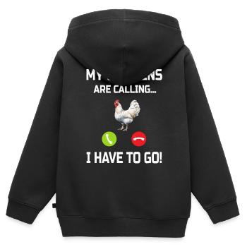 Poulets Poulets - Sweat Premium à capuche zippé enfant bio - noir - Dos - AI Model Kid Male (0cm)