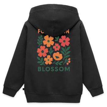 Toujours en fleurs - floral - Sweat Premium à capuche zippé enfant bio - noir - Dos - AI Model Kid Male (0cm)