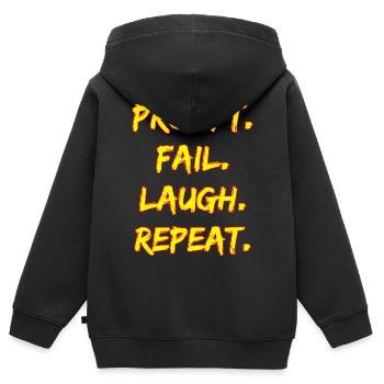 PROMPT. FAIL. LAUGH. REPEAT. - Kinder Premium Organic Zip Hoodie - Schwarz - Hinten - AI Model Kid Male (0cm)