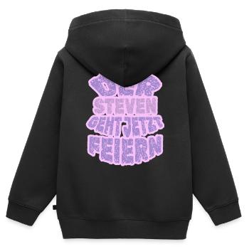 Geschenk für Steven - Kinder Premium Organic Zip Hoodie - Schwarz - Hinten - AI Model Kid Male (0cm)