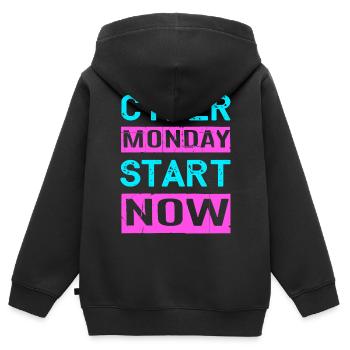 Cyber Monday Kaufrausch - Kinder Premium Organic Zip Hoodie - Schwarz - Hinten - AI Model Kid Male (0cm)