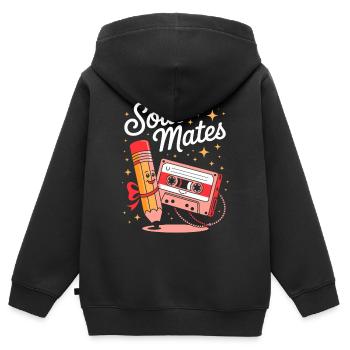 Soul Mates - Cassette Mixtape - Sweat Premium à capuche zippé enfant bio - noir - Dos - AI Model Kid Male (0cm)