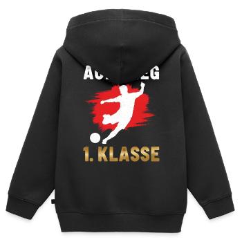 Aufstieg 1. Klasse Schulanfang Fußball Rot  - Kinder Premium Organic Zip Hoodie - Schwarz - Hinten - AI Model Kid Male (0cm)
