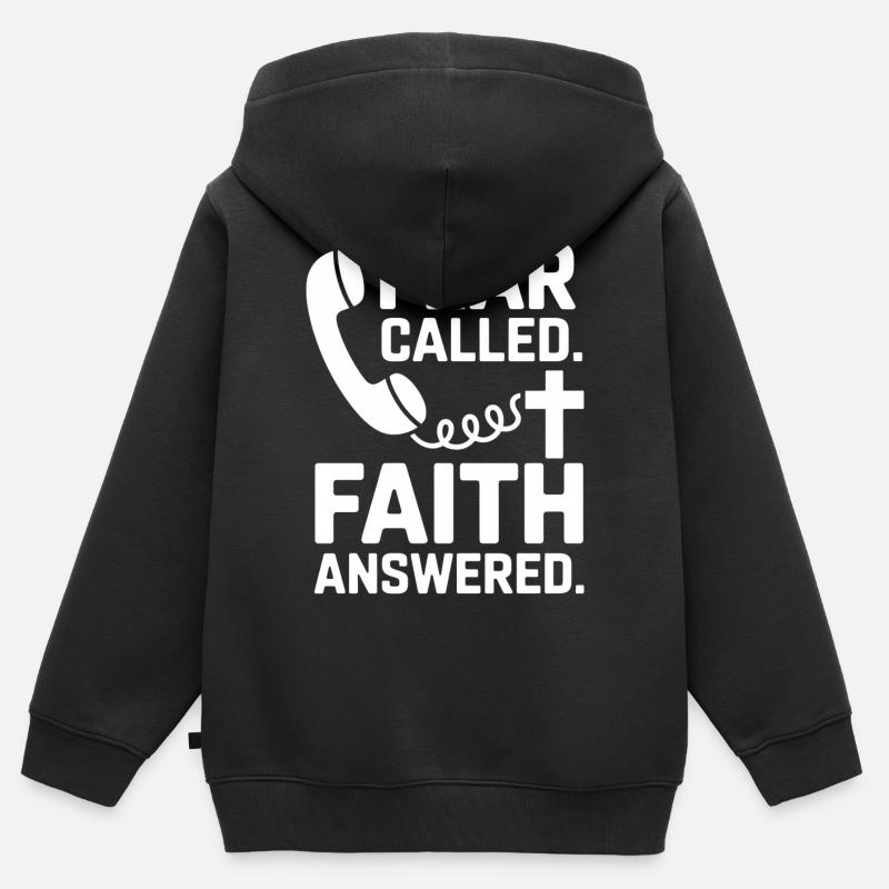 La peur appelée foi a répondu à Jésus - Sweat Premium à capuche zippé enfant bio - noir