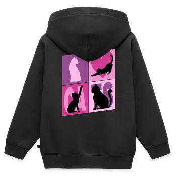 Chaton Chaton Chaton Kitty Silhouette Art - Sweat Premium à capuche zippé enfant bio - noir - Dos - AI Model Kid Male (0cm)
