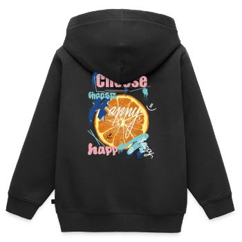 Collage de joie orange - Sweat Premium à capuche zippé enfant bio - noir - Dos - AI Model Kid Male (0cm)