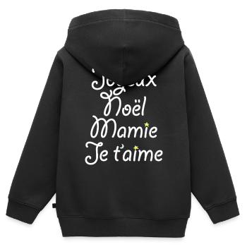 Joyeux Noël Mamie Je t'aime - Sweat Premium à capuche zippé enfant bio - noir - Dos - AI Model Kid Male (0cm)
