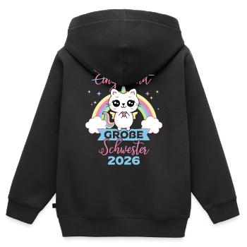 Only Child Big Sister 2026 Pregnancy - Kids Premium Organic Zip-up Hoodie - black - Back - AI Model Kid Male (0cm)