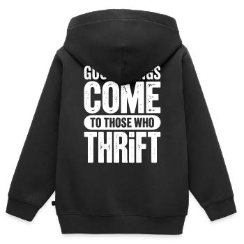 Les bonnes choses viennent à ceux qui ont soif - Sweat Premium à capuche zippé enfant bio - noir - Dos - AI Model Kid Male (0cm)