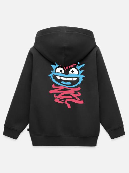 Kleine Monster: Punk-Affe mit Zwinkern - Kinder Premium Organic Zip Hoodie - Schwarz