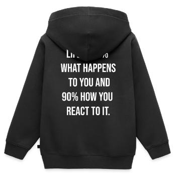 Reaction Power Quote Typography - Kids Premium Organic Zip-up Hoodie - black - Back - AI Model Kid Male (0cm)