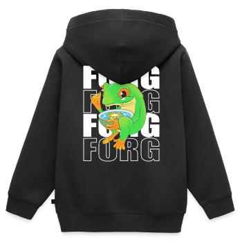 Grenouille Rainette arboricole - Sweat Premium à capuche zippé enfant bio - noir - Dos - AI Model Kid Male (0cm)