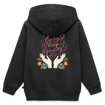 Keep Going. Keep Growing. - Kinder Premium Organic Zip Hoodie - Schwarz - Hinten - AI Model Kid Male (0cm)