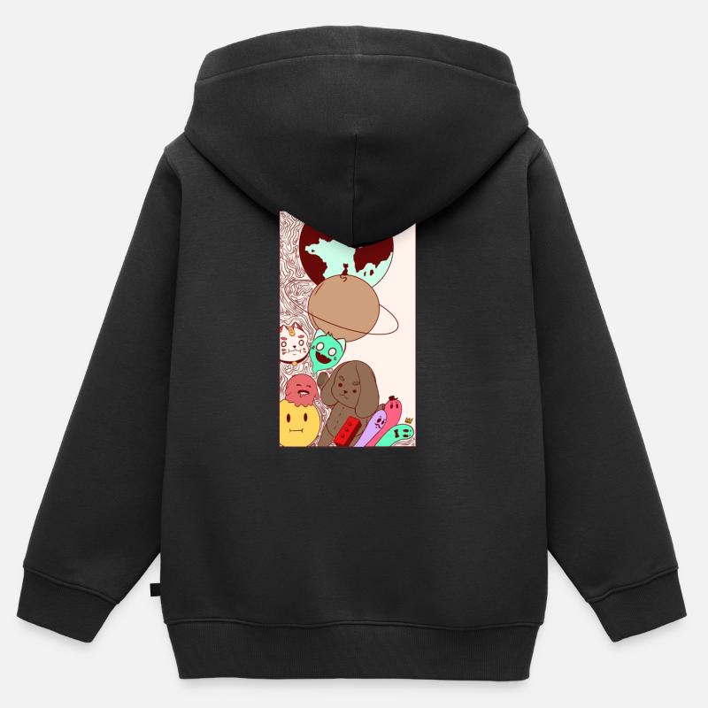 Colors univers  - Sweat Premium à capuche zippé enfant bio - noir