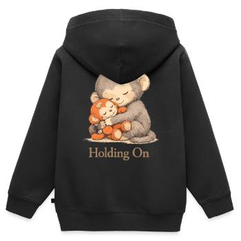 Ängstlicher Affe Plüschtier Trost - Kinder Premium Organic Zip Hoodie - Schwarz - Hinten - AI Model Kid Male (0cm)