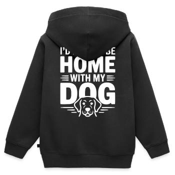 Ich wäre lieber zu Hause bei meinem Hund - Kinder Premium Organic Zip Hoodie - Schwarz - Hinten - AI Model Kid Male (0cm)