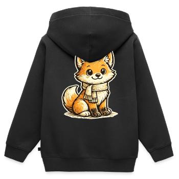 Warming fox with scarf - Kids Premium Organic Zip-up Hoodie - black - Back - AI Model Kid Male (0cm)