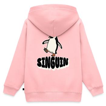 Singender Pinguin - Singuin - Kinder Premium Organic Zip Hoodie - Rosa - Hinten - AI Model Kid Female (0cm)