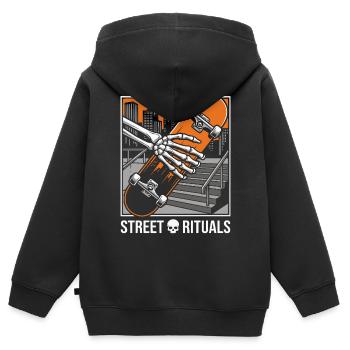 Skater Street Rituals Shirt, Hoodie, Bag und Cap - Kinder Premium Organic Zip Hoodie - Schwarz - Hinten - AI Model Kid Male (0cm)