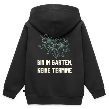 Bin im Garten keine Termine Gärtner Design - Kinder Premium Organic Zip Hoodie - Schwarz - Hinten - AI Model Kid Male (0cm)