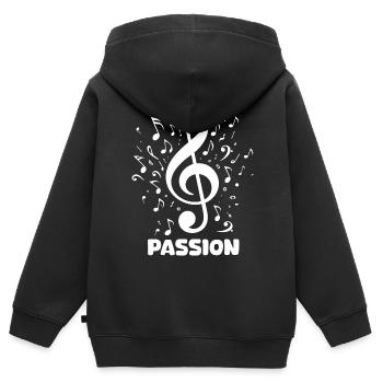 PASSION Notenschlüssel Musik Design - Kinder Premium Organic Zip Hoodie - Schwarz - Hinten - AI Model Kid Male (0cm)