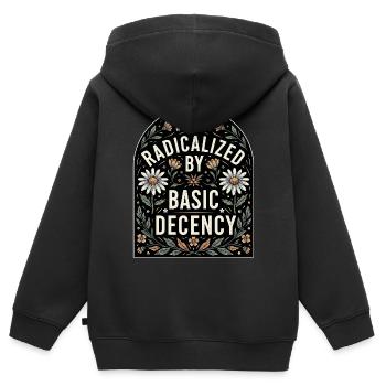 Déclaration florale pour les fans de l’égalité - Sweat Premium à capuche zippé enfant bio - noir - Dos - AI Model Kid Male (0cm)