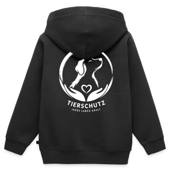 Tierschutz Tierschutzhunde - Kinder Premium Organic Zip Hoodie - Schwarz - Hinten - AI Model Kid Male (0cm)