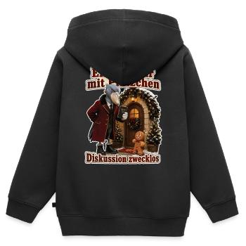 Einlass nur mit Plätzchen - Kinder Premium Organic Zip Hoodie - Schwarz - Hinten - AI Model Kid Male (0cm)