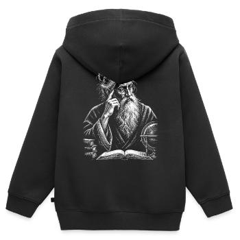 Scientifique, Vieil Homme Penseur Sage - Sweat Premium à capuche zippé enfant bio - noir - Dos - AI Model Kid Male (0cm)