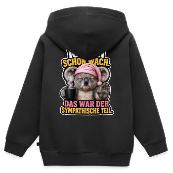 Wach Aber Nicht Ansprechbar - Kinder Premium Organic Zip Hoodie - Schwarz - Hinten - AI Model Kid Male (0cm)