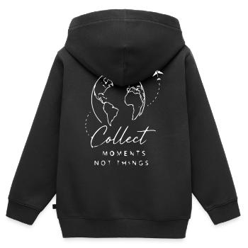 World Tour: Collect Moments, Not Things - Kids Premium Organic Zip-up Hoodie - black - Back - AI Model Kid Male (0cm)