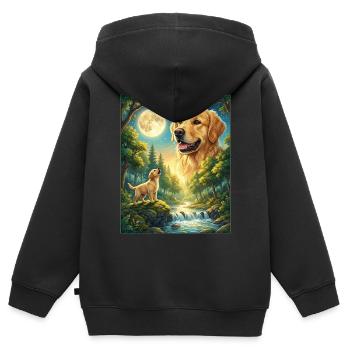 Hurler vers le mème de la lune Chien animal Labrador - Sweat Premium à capuche zippé enfant bio - noir - Dos - AI Model Kid Male (0cm)
