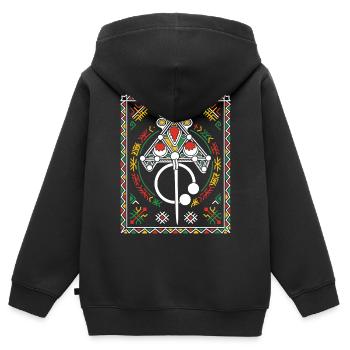 Bijoux de Kabylie - Sweat Premium à capuche zippé enfant bio - noir - Dos - AI Model Kid Male (0cm)