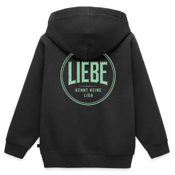 Liebe kennt keine Liga - Kinder Premium Organic Zip Hoodie - Schwarz - Hinten - AI Model Kid Male (0cm)