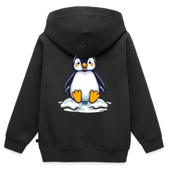 Cadeau Pingouins - Sweat Premium à capuche zippé enfant bio - noir - Dos - AI Model Kid Male (0cm)