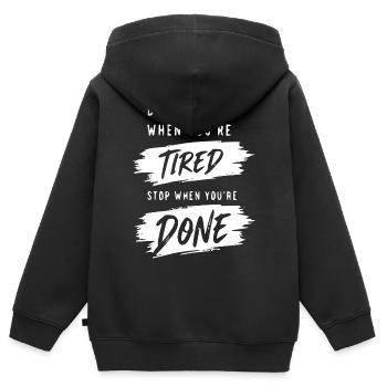 Ne t’arrête pas avant d’avoir fini - Sweat Premium à capuche zippé enfant bio - noir - Dos - AI Model Kid Male (0cm)