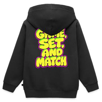 Game Set Match Tennis Shirt, Neon Style - Kinder Premium Organic Zip Hoodie - Schwarz - Hinten - AI Model Kid Male (0cm)