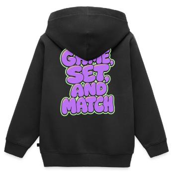 Game Set Match Tennis Shirt, Retro Style violett - Kinder Premium Organic Zip Hoodie - Schwarz - Hinten - AI Model Kid Male (0cm)