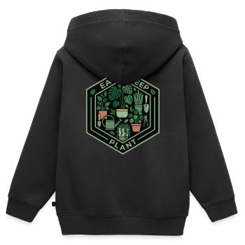 Délice de jardin de plantes mangez et dormez - Sweat Premium à capuche zippé enfant bio - noir - Dos - AI Model Kid Male (0cm)