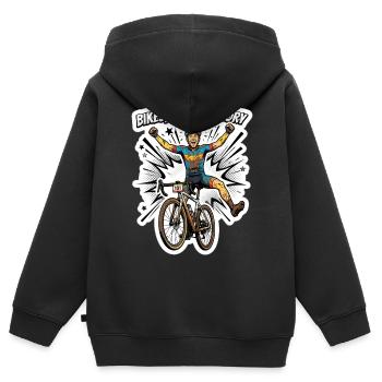 Fahrräder Schweiß & Glory Gravel Radfahren Pop Art - Kinder Premium Organic Zip Hoodie - Schwarz - Hinten - AI Model Kid Male (0cm)