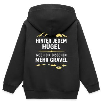 Hinter jedem Hügel Gravel - Kinder Premium Organic Zip Hoodie - Schwarz - Hinten - AI Model Kid Male (0cm)