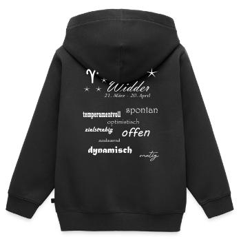 Widder_Sternzeichen - Kinder Premium Organic Zip Hoodie - Schwarz - Hinten - AI Model Kid Male (0cm)
