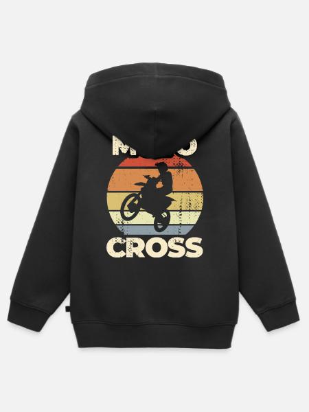 Motocross Retro Stil - Kinder Premium Organic Zip Hoodie - Schwarz