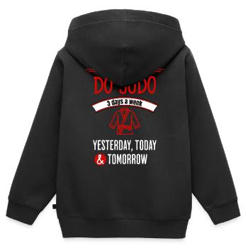 Lustiges Judo-Zitat - Kinder Premium Organic Zip Hoodie - Schwarz - Hinten - AI Model Kid Male (0cm)