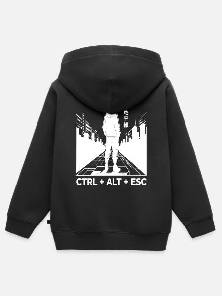 Cyberpunk-Silhouette mit CTRL ALT ESC - Kinder Premium Organic Zip Hoodie - Schwarz