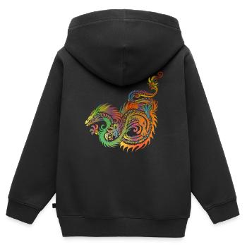 dragon chinois - Sweat Premium à capuche zippé enfant bio - noir - Dos - AI Model Kid Male (0cm)