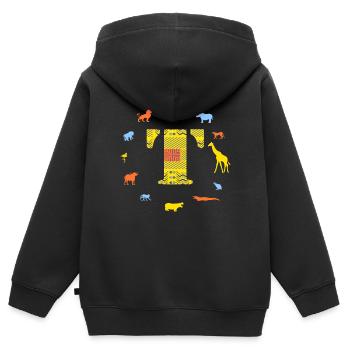 afrique t - Sweat Premium à capuche zippé enfant bio - noir - Dos - AI Model Kid Male (0cm)