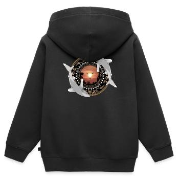 Weißspitzenhochseehaie Hawaiianisch Polynesisch - Kinder Premium Organic Zip Hoodie - Schwarz - Hinten - AI Model Kid Male (0cm)