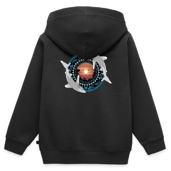 Weißspitzenhochseehaie Hawaiianisch Polynesisch - Kinder Premium Organic Zip Hoodie - Schwarz - Hinten - AI Model Kid Male (0cm)